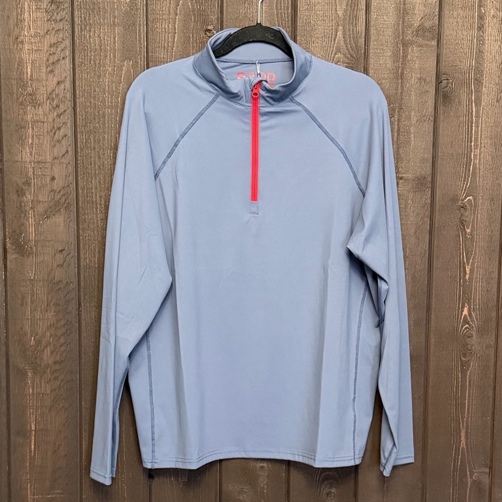 Badd Bogey Golf Shirt Mens Sz LG Quarter Zip 1/4 Zip Gray/Blue Pullover NWT